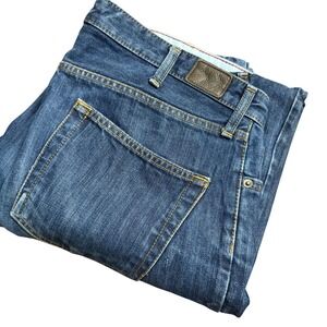 Lands End Mens Traditional Fit Blue Denim Jeans 37x‎ 33